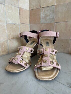 Balenciaga Pink Suede Sandals - Size 41.5